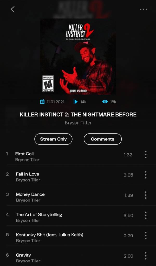 힙합엘이 Bryson Tiller, 믹스테잎 'Killer Instinct 2' 발매