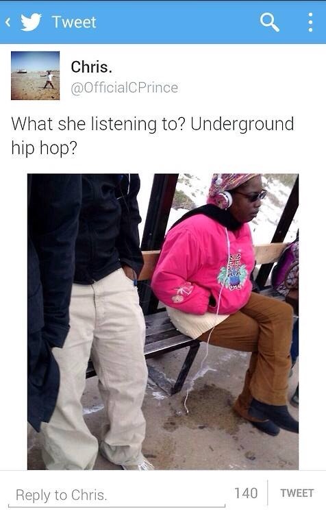 image.jpg : What she listening to? Underground HIPHOP?