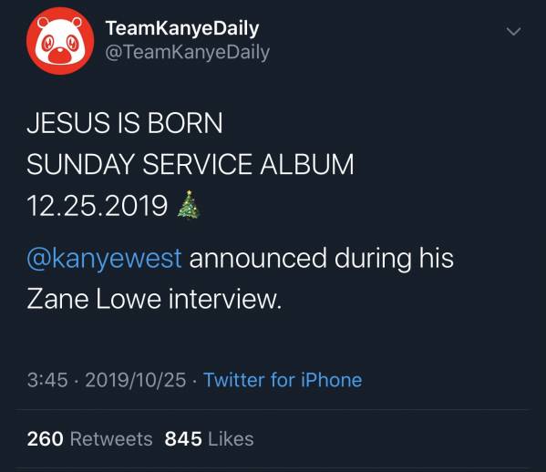 8F55FCE4-E53D-44C4-ADA5-63908B6832EE.jpeg : JESUS IS BORN SUNDAY SERVICE ALBUM 크리스마스 발매??
