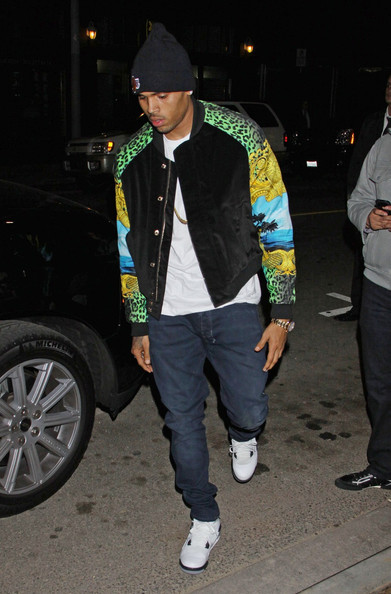 Chris-Brown-versace-for-hm-bomber-printed-jacket-Air-Jordan-Retro-4-Sneakers.jpg